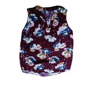 Old Navy Womens Blouse Tank Top Size XXL Burgundy Floral V-neck 2XL
